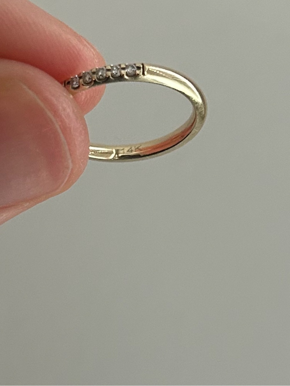 Minimalist 14k Solid Gold Diamond Ring. Elegant Stacking Ring - Picture 6 of 6